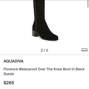 AQUADIVA Florence Waterproof Over The Knee Tall Boots Black Leather Suede